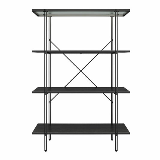 Wainwright Wooden Bookcase With 4 Shelf In Black Oak