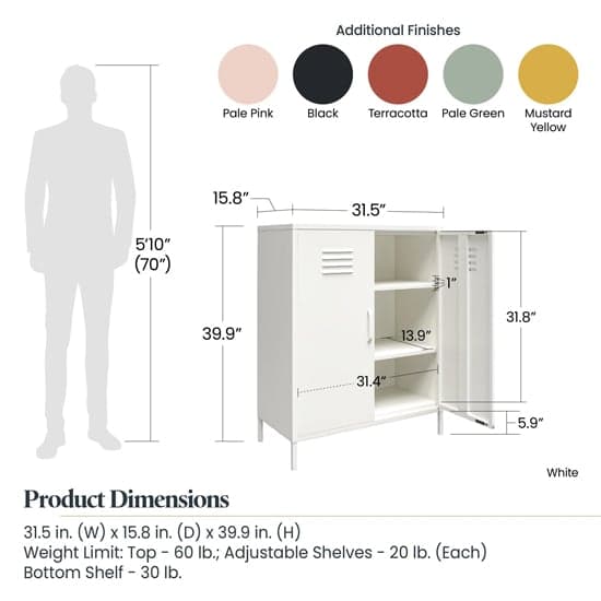 Mission District Metal Storage Cabinet With 2 Doors In Pink