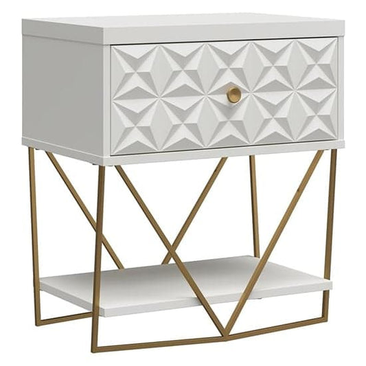 Blair Wooden Bedside Cabinet With 1 Drawer In White