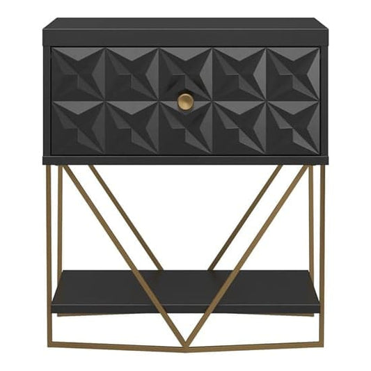 Blair Wooden Bedside Cabinet With 1 Drawer In Black