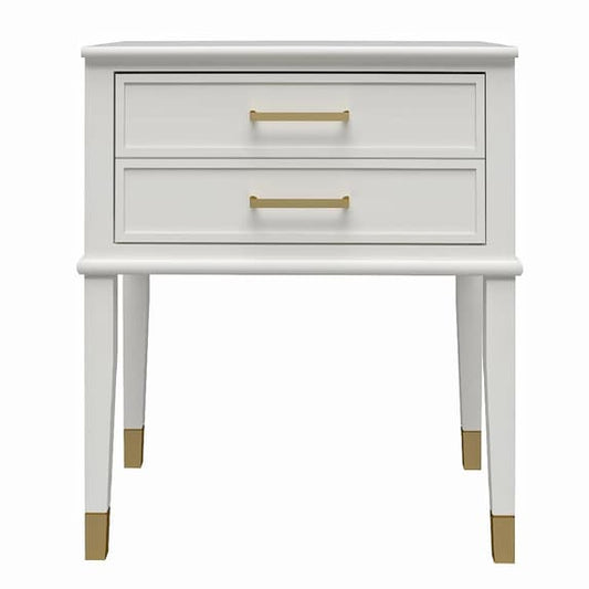 Westerleigh Wooden End Table With 2 Drawers In White