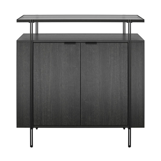Wainwright Wooden Bar Cabinet With 2 Doors In Black Oak