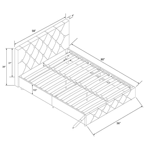 Dakota Faux Leather Double Bed In Black