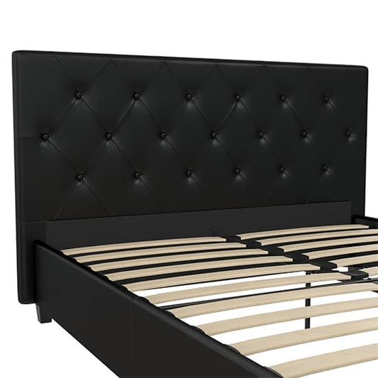 Dakota Faux Leather King Size Bed In Black