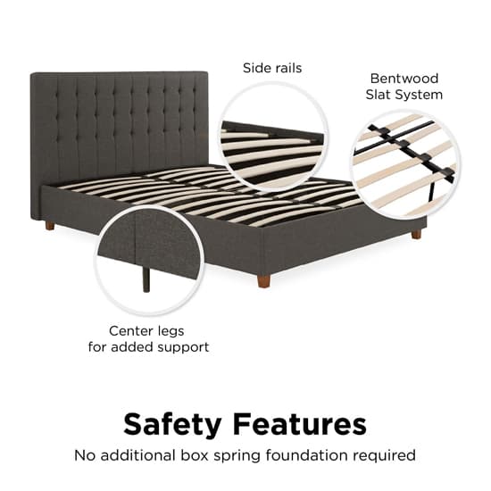 Emily Linen Fabric King Size Bed In Grey