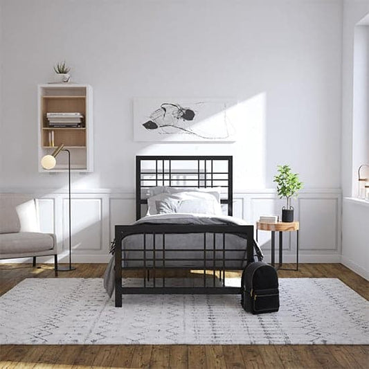 Burbank Metal Single Bed In Black