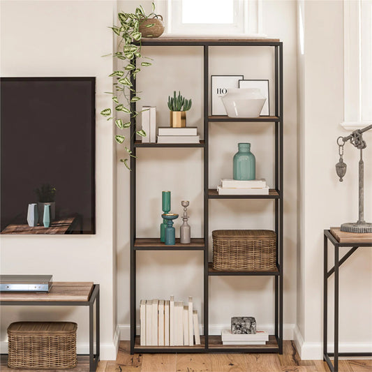 Quincy Wooden Bookcase With 5 Shelf In Weathered Oak