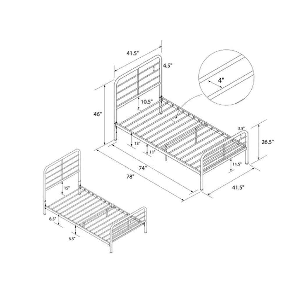 Millie Metal Single Bed In Black
