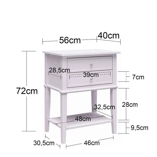 Franklyn Wooden Side Table With 2 Drawers In Graphite