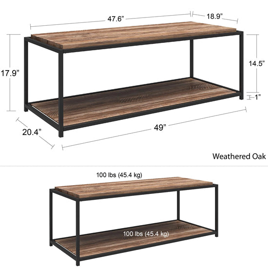 Quincy Wooden Coffee Table In Weathered Oak