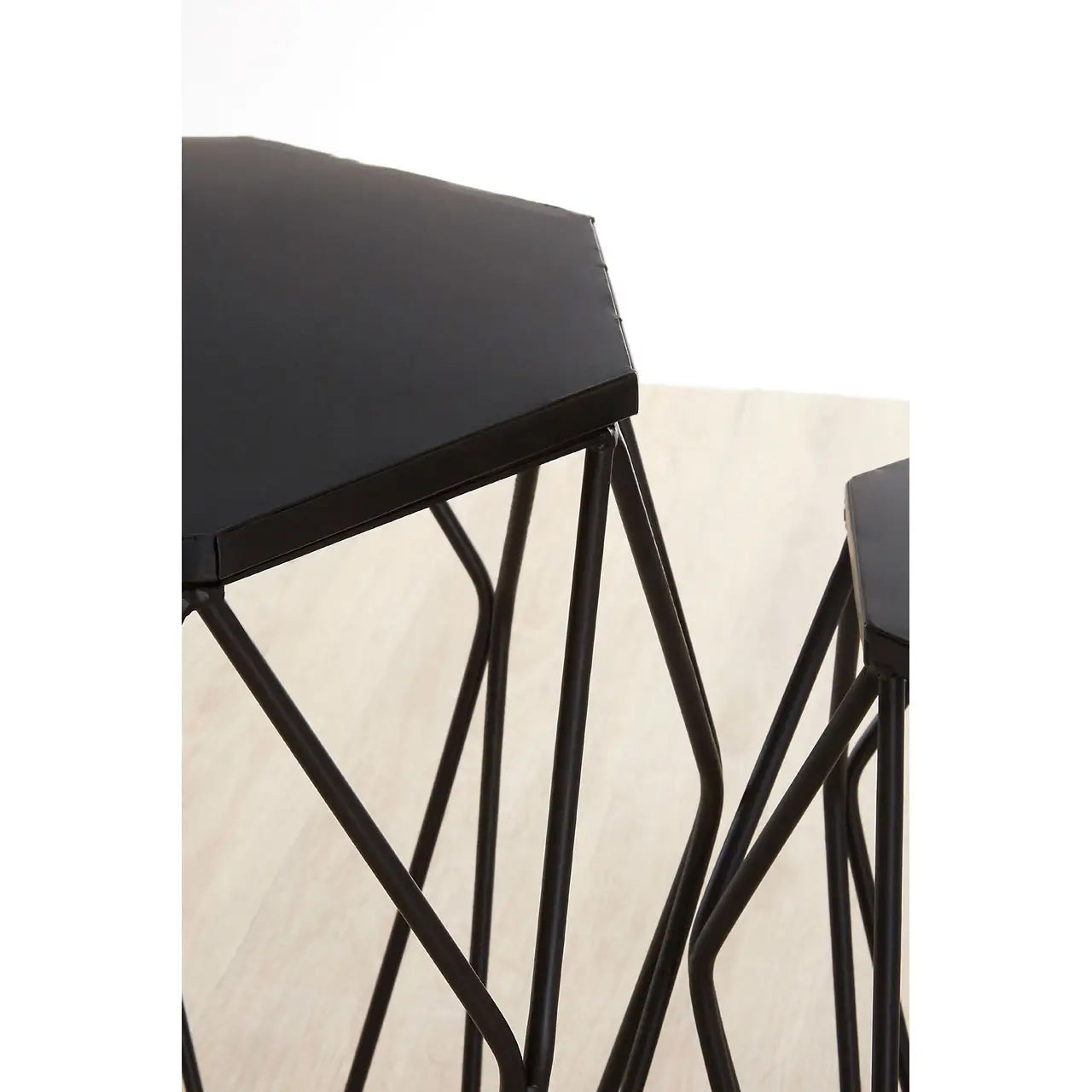 Avantis Metal Set of 2 Side Tables With Convex Black Frame
