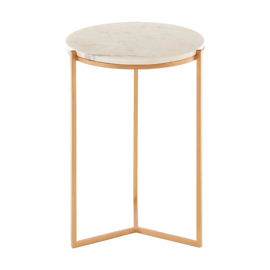 Shalimar Round Marble Table In Natural With Gold Metal Base