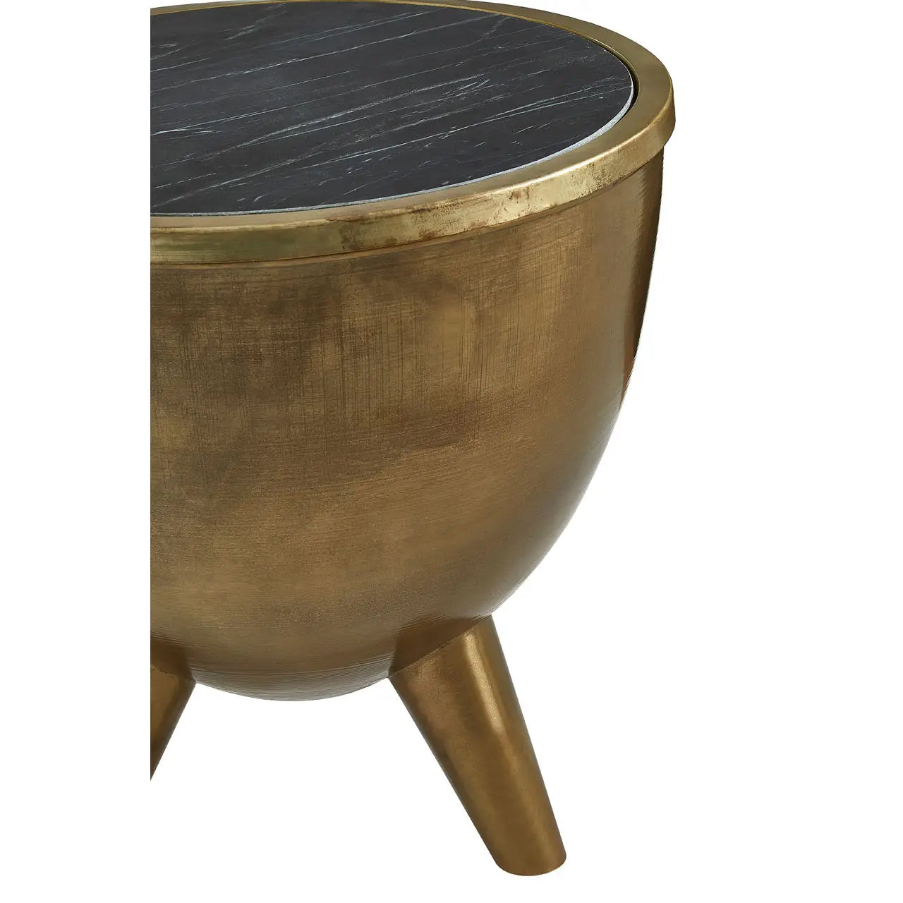 Crest Black Marble Top Side Table With Brass Metal Base