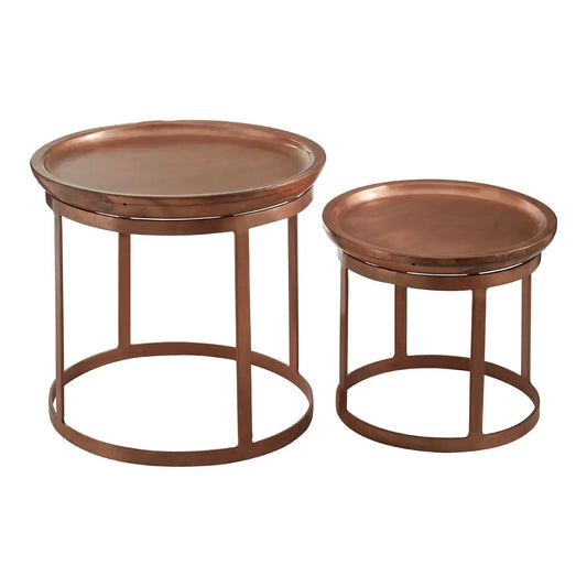 Crest Metal Set Of 2 Side Tables In Copper