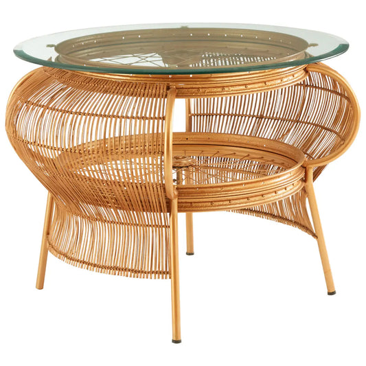 Mantis Clear Glass Coffee Table With Gold Metal Frame
