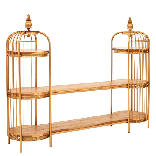 Mantis Long Metal Shelving Unit In Gold