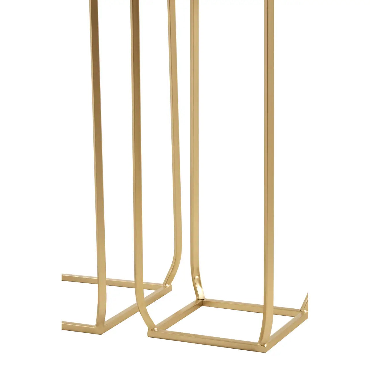 Avantis Square Cuboid Marble Set Of 2 Side Tables With Gold Frame