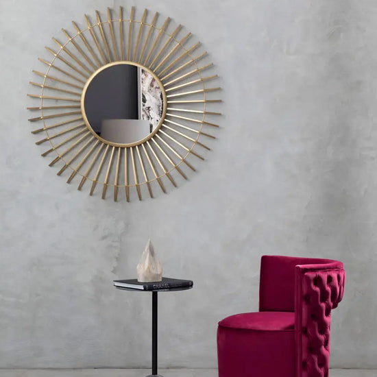 Beauly Round Wall Mirror With Gold Metal Frame