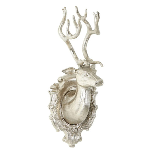 Stella Wall Mounted Aluminium Stag In Silver