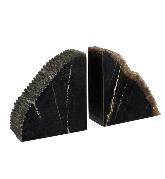 Relic Petrified Wood Bookend In Dark Black
