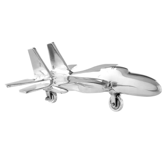 Deco Aluminium Fighter Plane Sculpture In Silver