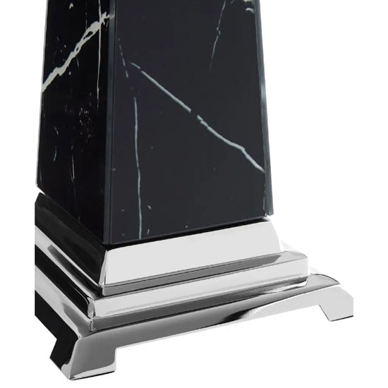 Renata Large Glass Sculpture In Black With Chrome Metal Base