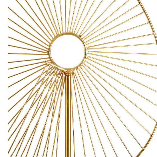 Mirano Metal Paisley Sculpture In Gold With White Marble Base