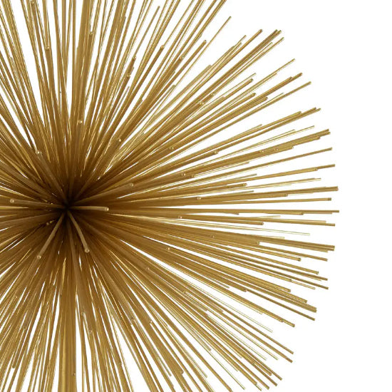 Mirano Metal Starburst Sculpture In Gold With White Marble Base