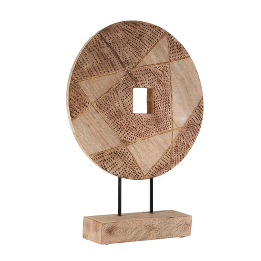 Elementi Round Wooden Disc Sculpture In Natural