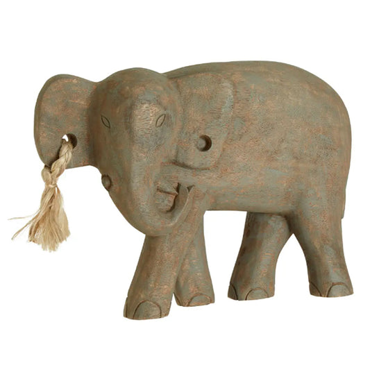 Elephant Mango Wood Sculpture In Natural