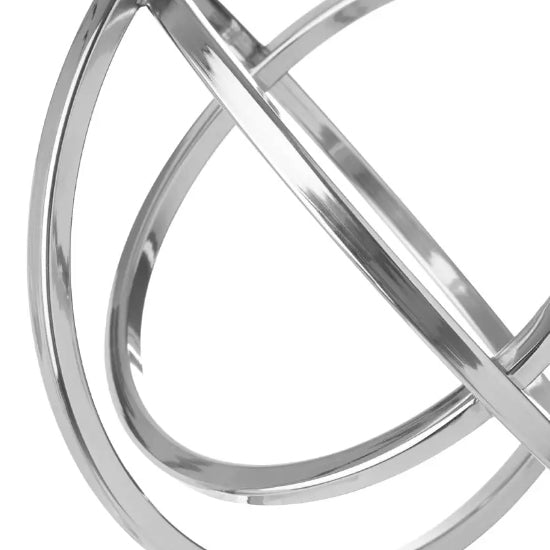 Mirano Steel Spiral Sculpture in Polished Silver With White Marble Base