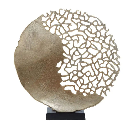 Daito Aluminium Round Sculpture In Black And Gold