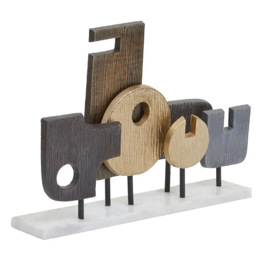 Simbolo Large Metal Sculpture In Assorted Colour With Marble Base