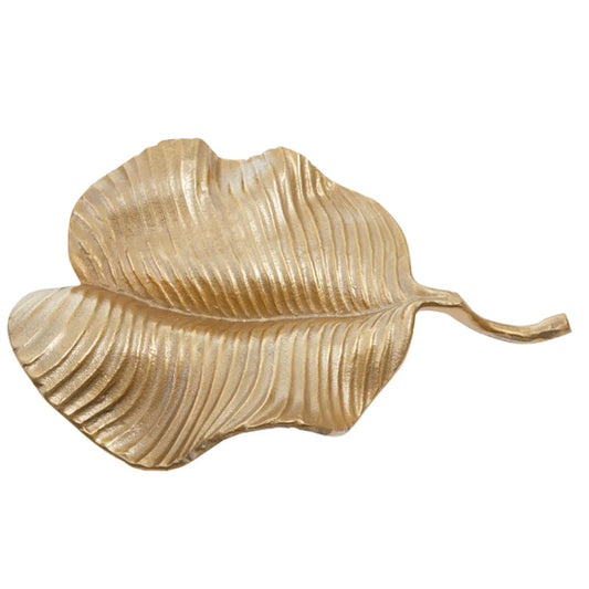 Prato Aluminium Wavy Leaf Dish In Rough Gold
