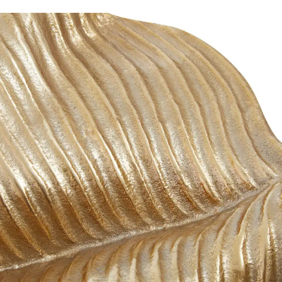 Prato Aluminium Wavy Leaf Dish In Rough Gold