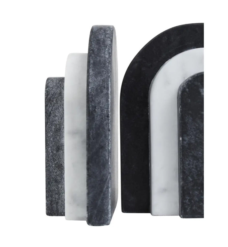 Oxana Marble Set Of 2 Bookends In Black And White