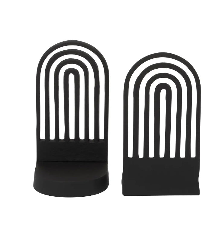 Rubi Metal Set Of 2 Curved Silhouette Bookends In Black