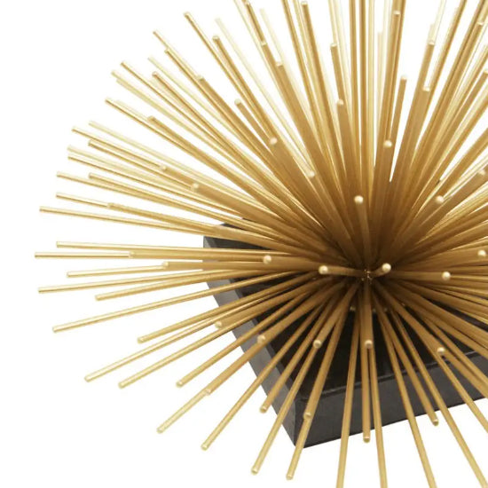 Mirano Metal Starburst Sculpture In Gold With Black Marble Base