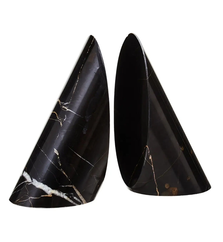 Soma Marble Set Of Two Striped Bookends In Black And White