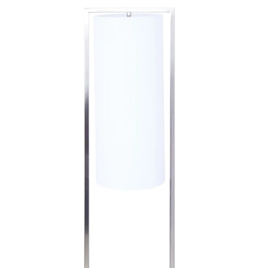 Atkins White Fabric Shade Floor Lamp With Satin Nickel Metal Frame