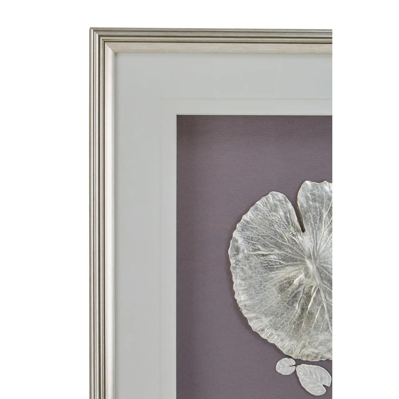 Nason Leaf Design Wall Art With Wooden Frame In Silver