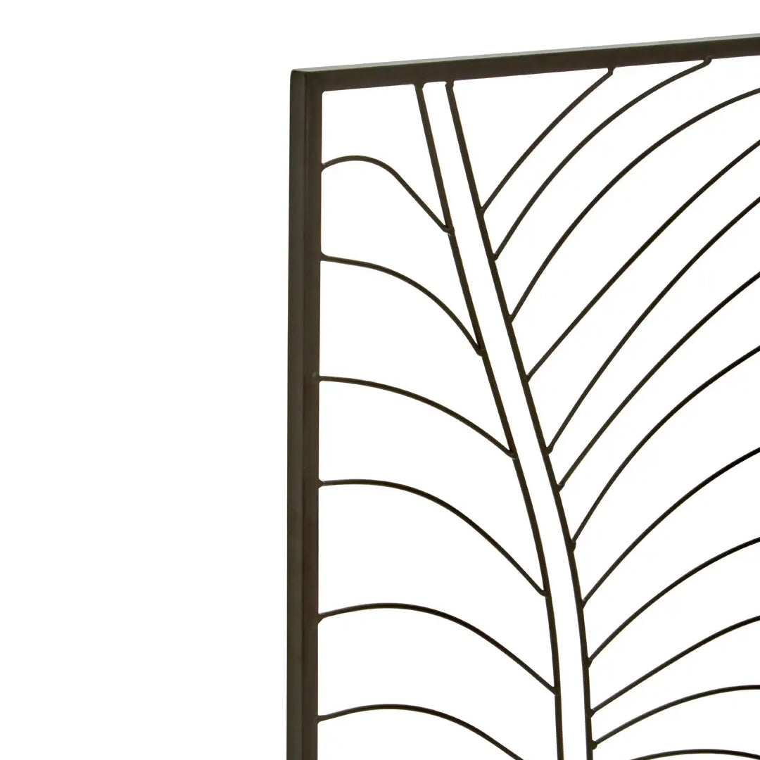 Trento Metal Large Leaf Design Wall Art In Black