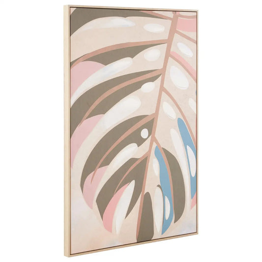 Astratto Canvas Leaf Design Wall Art In Soft Pastel Hues