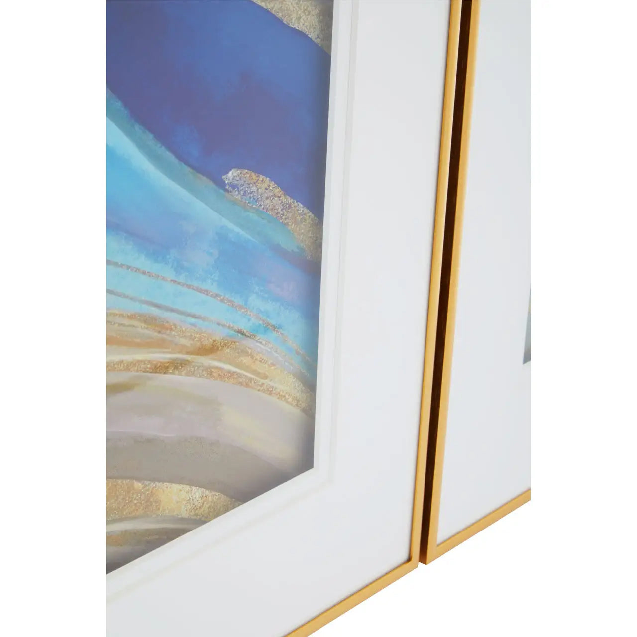 Nason Set Of 2 Abstract Wall Art In Blue, Gold And Neutral Tones