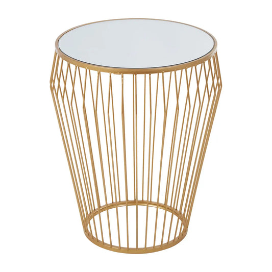 Avantis Round Mirrored Side Table With Gold Polished Frame