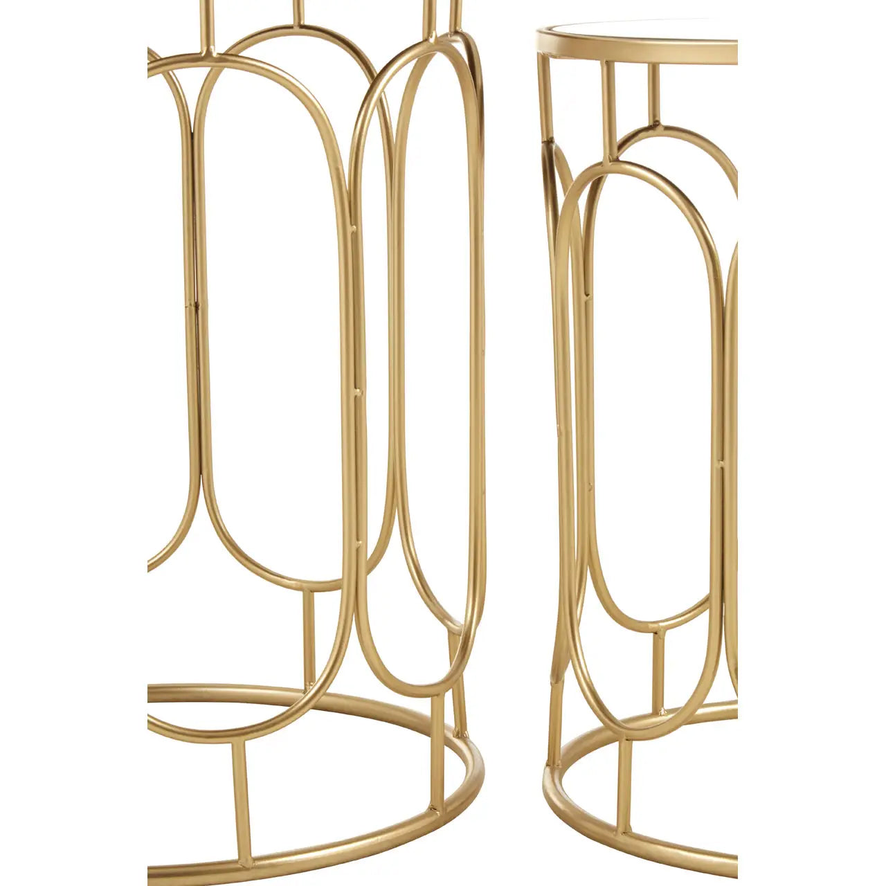 Avantis Mirrored Set Of 2 Side Tables With Champagne Metal Frame
