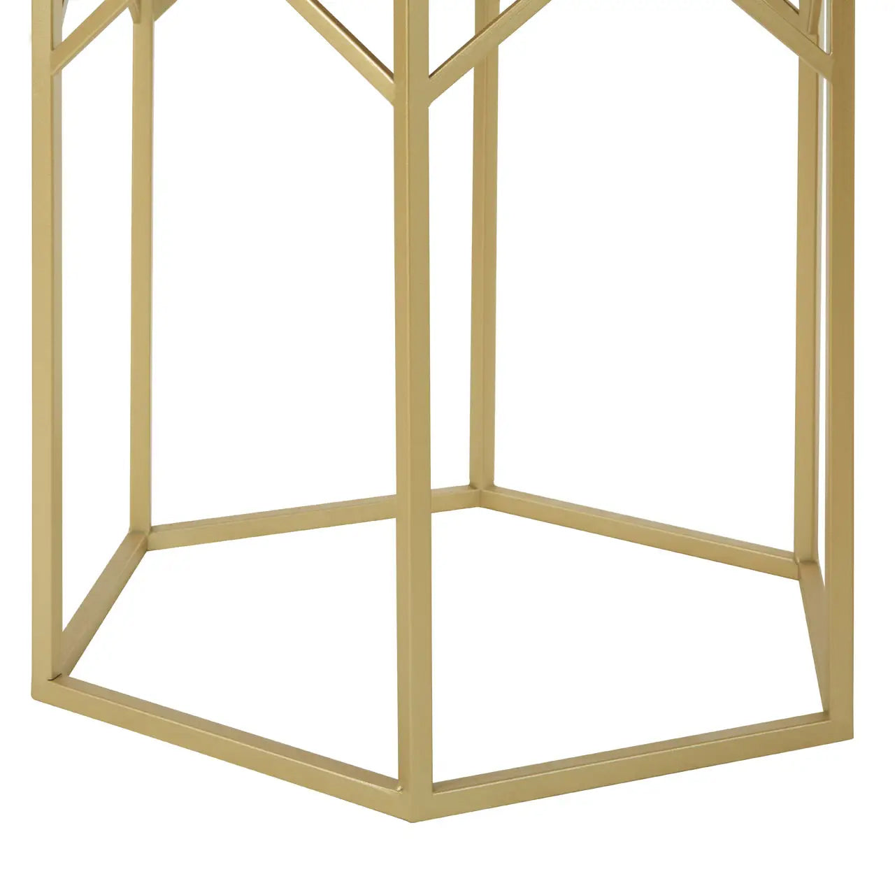 Avantis Hexagonal Mirrored Set Of 2 Side Tables With Gold Frame