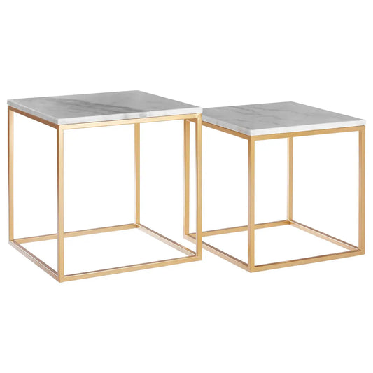Avantis Set Of 2 Round Side Tables With Black Metal Frame