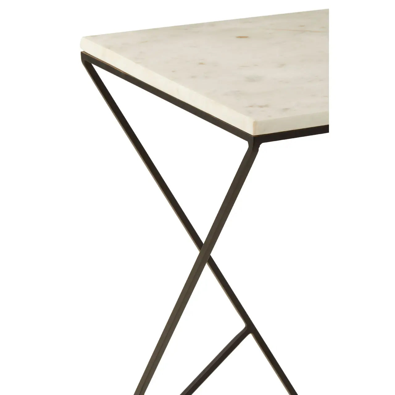Shalimar Square Marble Top Side Table With Black Metal Frame