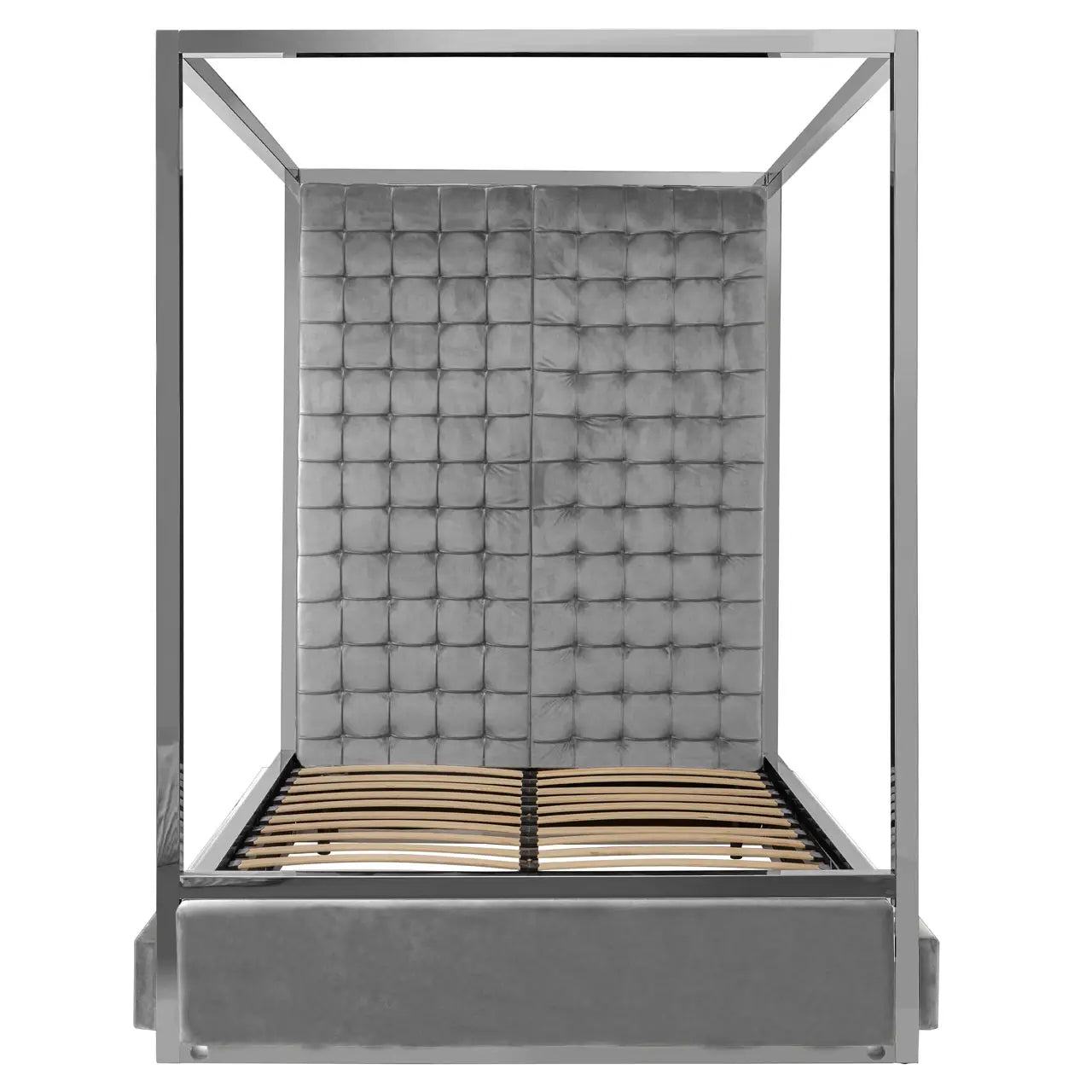 Piermount Velvet Double Bed In Grey